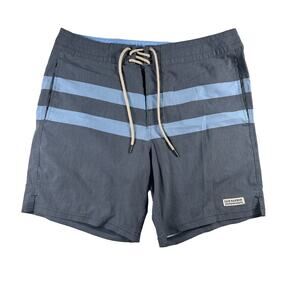 Fair Harbor Board Shorts Mens 34 Unlined Navy Blue Striped Swim Trunks Surf Gym